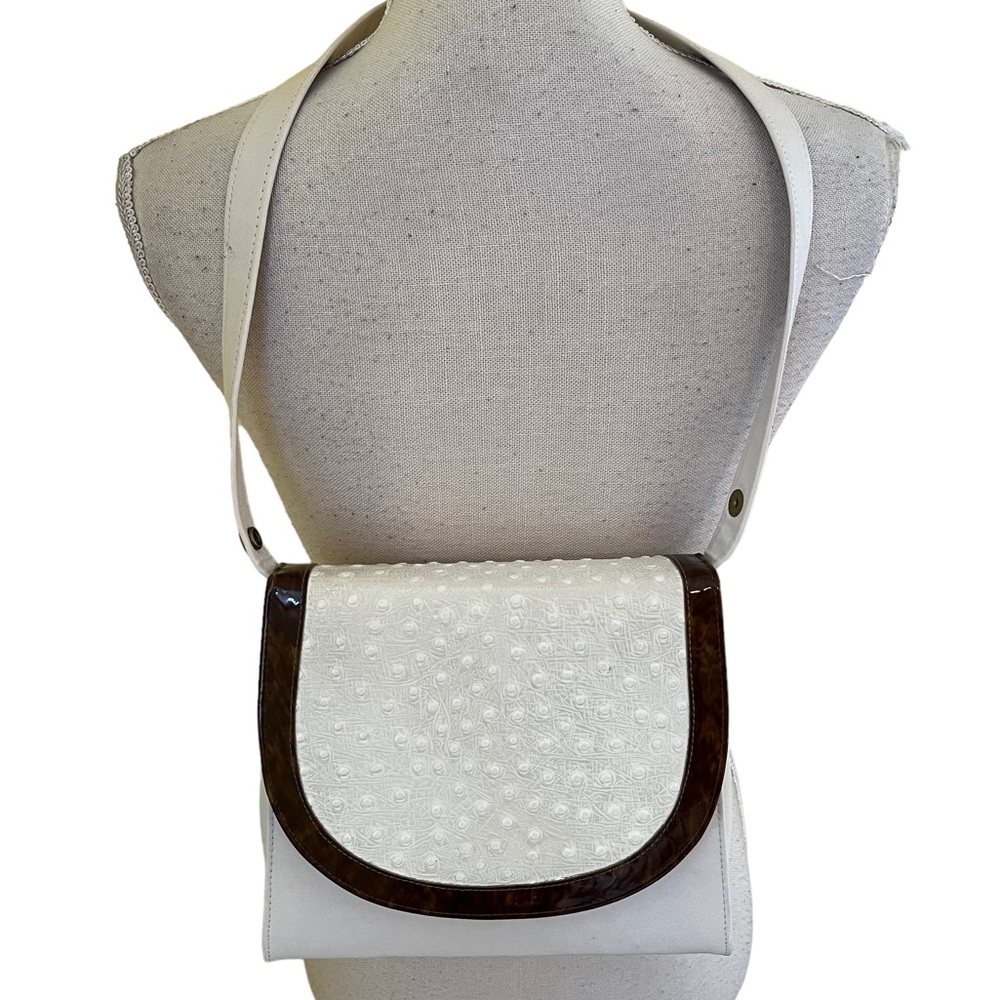 Life Stride Vintage Creamy White and Faux Brown Tortoise Shell Satchel Purse